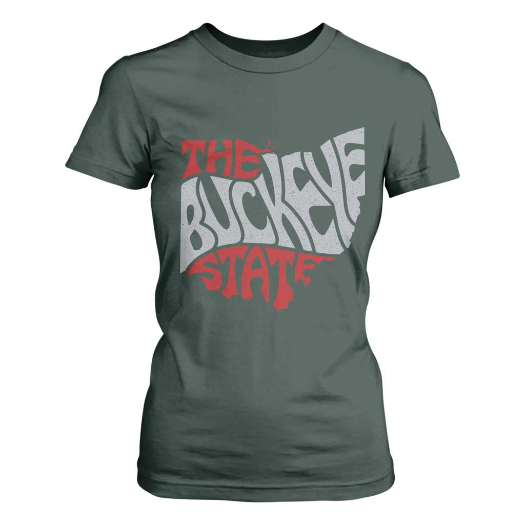 Funny Ohio Pride The Buckeye State T Shirt For Women Map Of Ohio State TS11 Dark Forest Green Print Your Wear