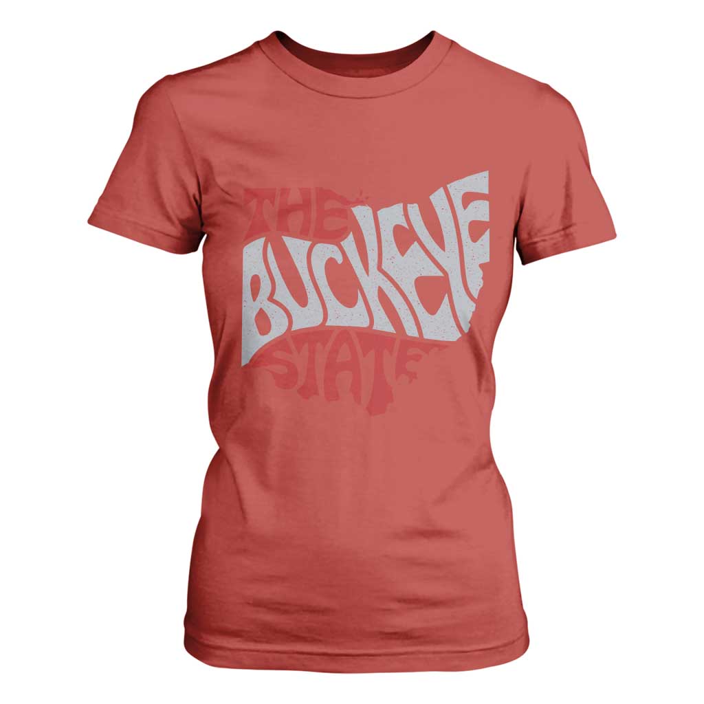 Funny Ohio Pride The Buckeye State T Shirt For Women Map Of Ohio State TS11 Red Print Your Wear