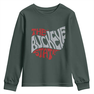 Funny Ohio Pride The Buckeye State Youth Sweatshirt Map Of Ohio State TS11 Dark Forest Green Print Your Wear