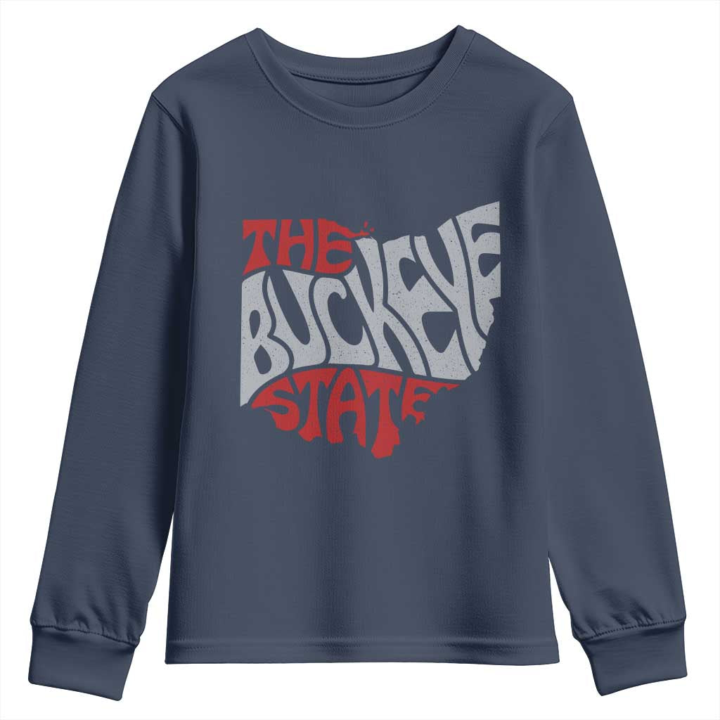 Funny Ohio Pride The Buckeye State Youth Sweatshirt Map Of Ohio State TS11 Navy Print Your Wear