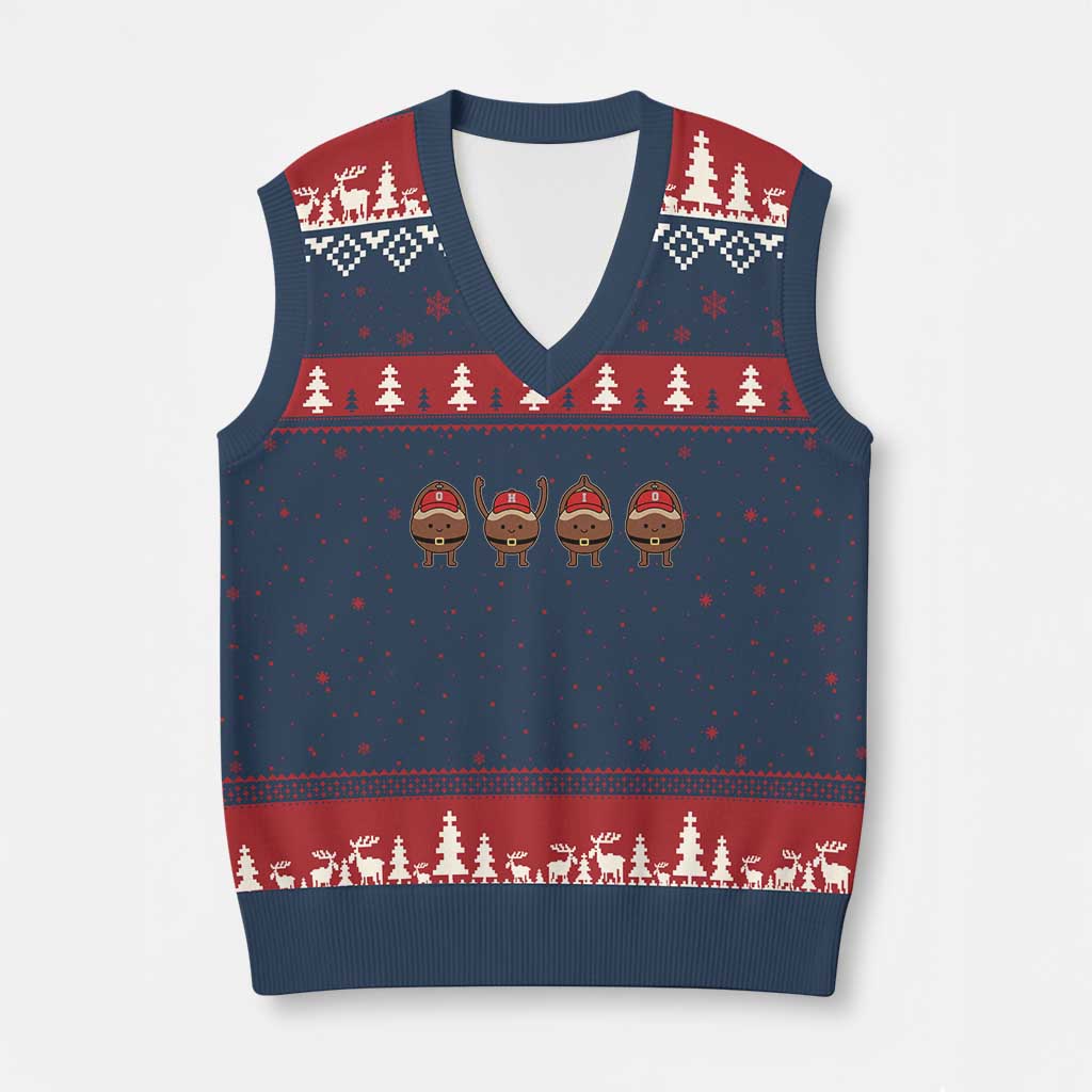 Funny Ohio Buckeye V-Neck Knit Sweater Vest Proud Ohio Sports Game Day TS11 Navy Red Print Your Wear