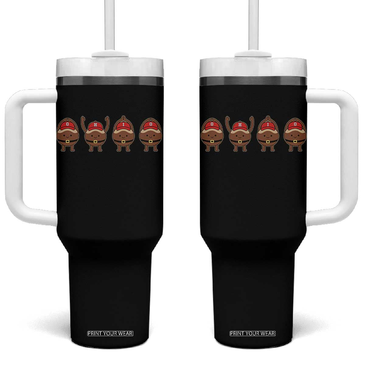 Funny Ohio Buckeye Tumbler With Handle Proud Ohio Sports Game Day TS11 One Size: 40 oz Black Print Your Wear