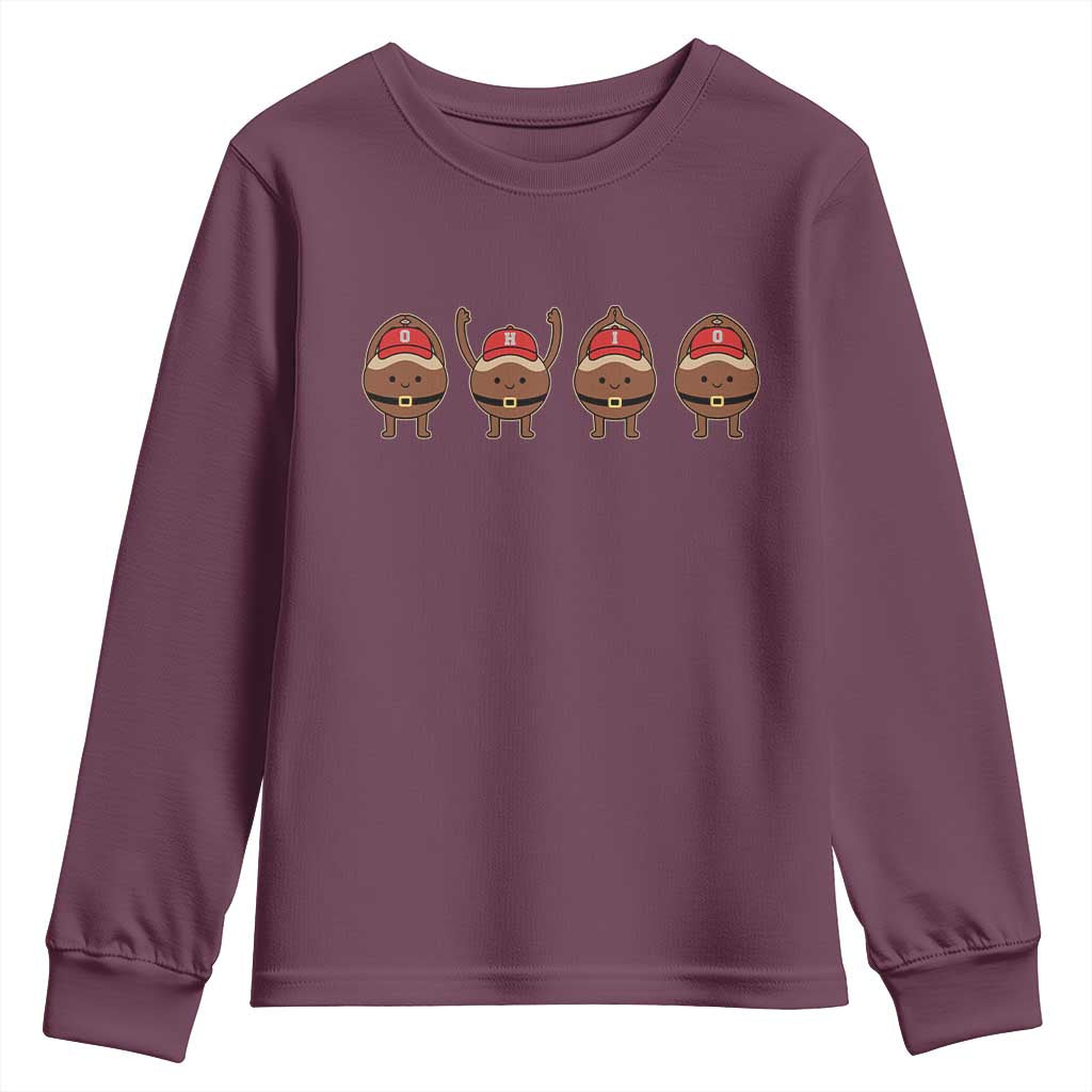 Funny Ohio Buckeye Youth Sweatshirt Proud Ohio Sports Game Day TS11 Maroon Print Your Wear