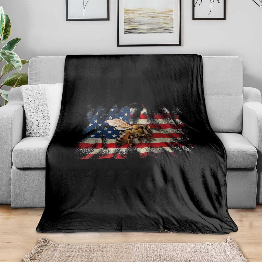 Patriotic Beekeeper Throw Blanket Bee American Flag Beekeeping TS11 Print Your Wear