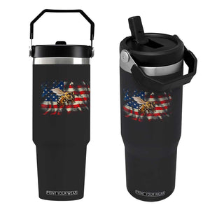 Patriotic Beekeeper Flip Straw Tumbler Bee American Flag Beekeeping TS11 One Size: 30 oz Black Print Your Wear