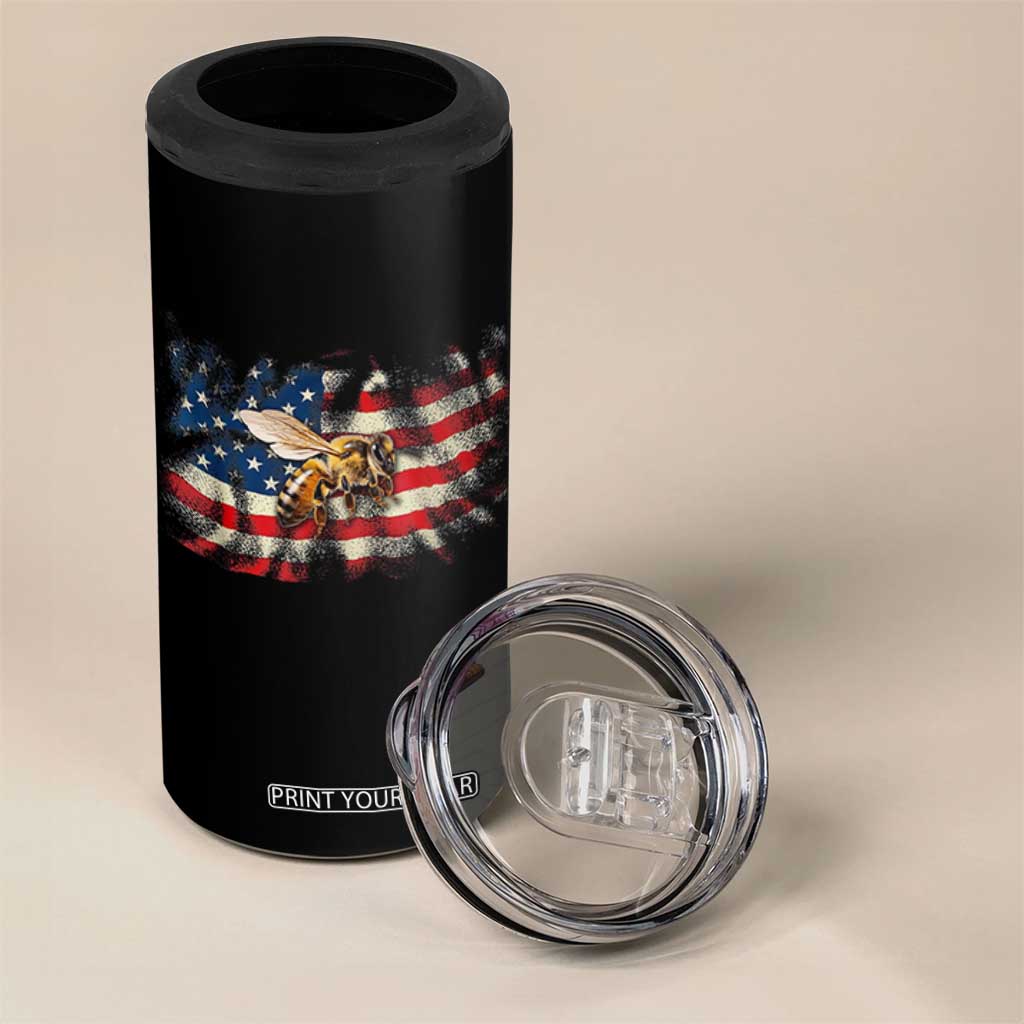Patriotic Beekeeper 4 in 1 Can Cooler Tumbler Bee American Flag Beekeeping TS11 Print Your Wear