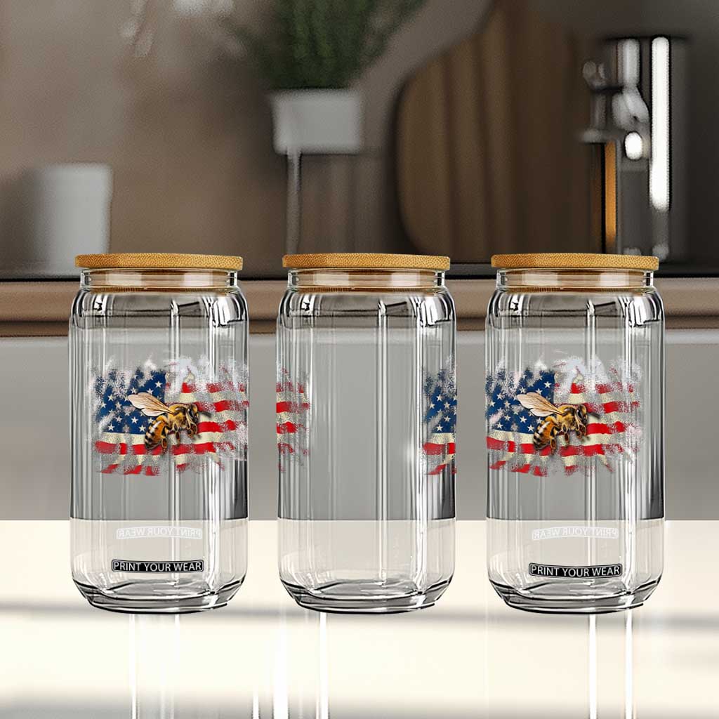 Patriotic Beekeeper Glass Can Bee American Flag Beekeeping TS11 Print Your Wear