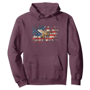 Patriotic Beekeeper Hoodie Bee American Flag Beekeeping TS11 Maroon Print Your Wear