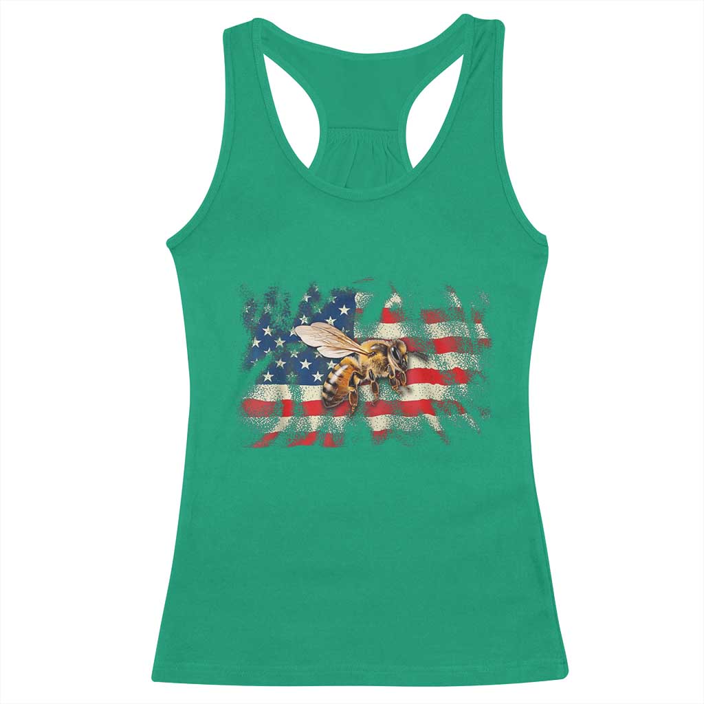 Patriotic Beekeeper Racerback Tank Top Bee American Flag Beekeeping TS11 Irish Green Print Your Wear