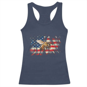 Patriotic Beekeeper Racerback Tank Top Bee American Flag Beekeeping TS11 Navy Print Your Wear