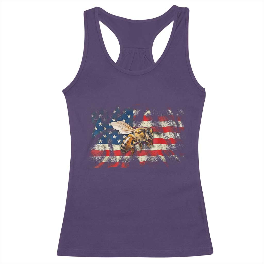 Patriotic Beekeeper Racerback Tank Top Bee American Flag Beekeeping TS11 Purple Print Your Wear