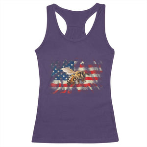 Patriotic Beekeeper Racerback Tank Top Bee American Flag Beekeeping TS11 Purple Print Your Wear