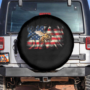 Patriotic Beekeeper Spare Tire Cover Bee American Flag Beekeeping TS11 No hole Black Print Your Wear