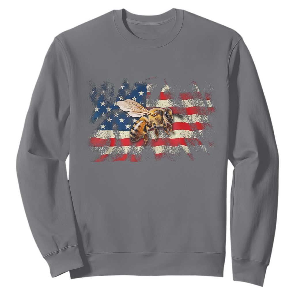 Patriotic Beekeeper Sweatshirt Bee American Flag Beekeeping TS11 Charcoal Print Your Wear