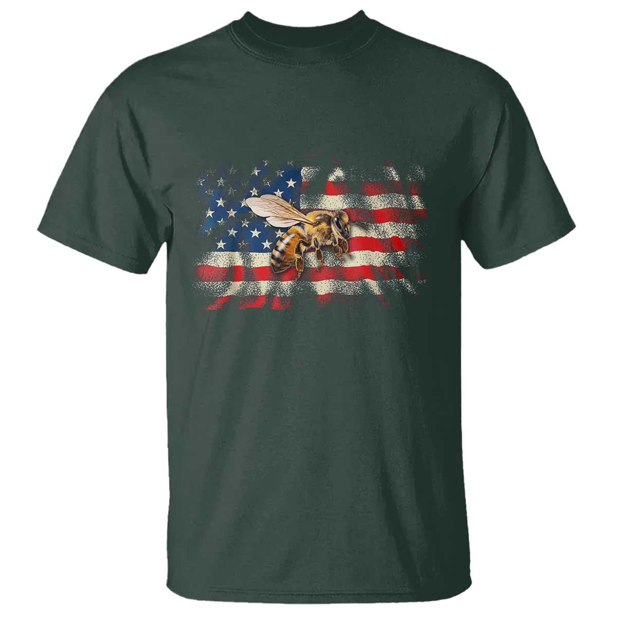 Patriotic Beekeeper T Shirt Bee American Flag Beekeeping TS11 Dark Forest Green Print Your Wear