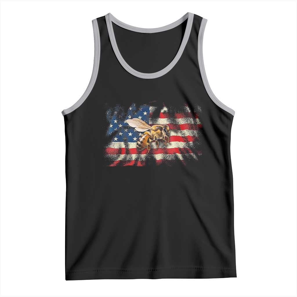 Patriotic Beekeeper Tank Top Bee American Flag Beekeeping TS11 Black Athletic Heather Print Your Wear