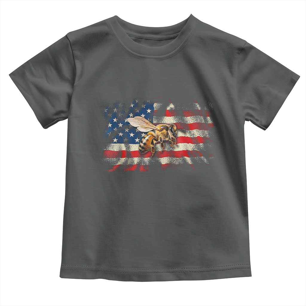 Patriotic Beekeeper Toddler T Shirt Bee American Flag Beekeeping TS11 Dark Heather Print Your Wear