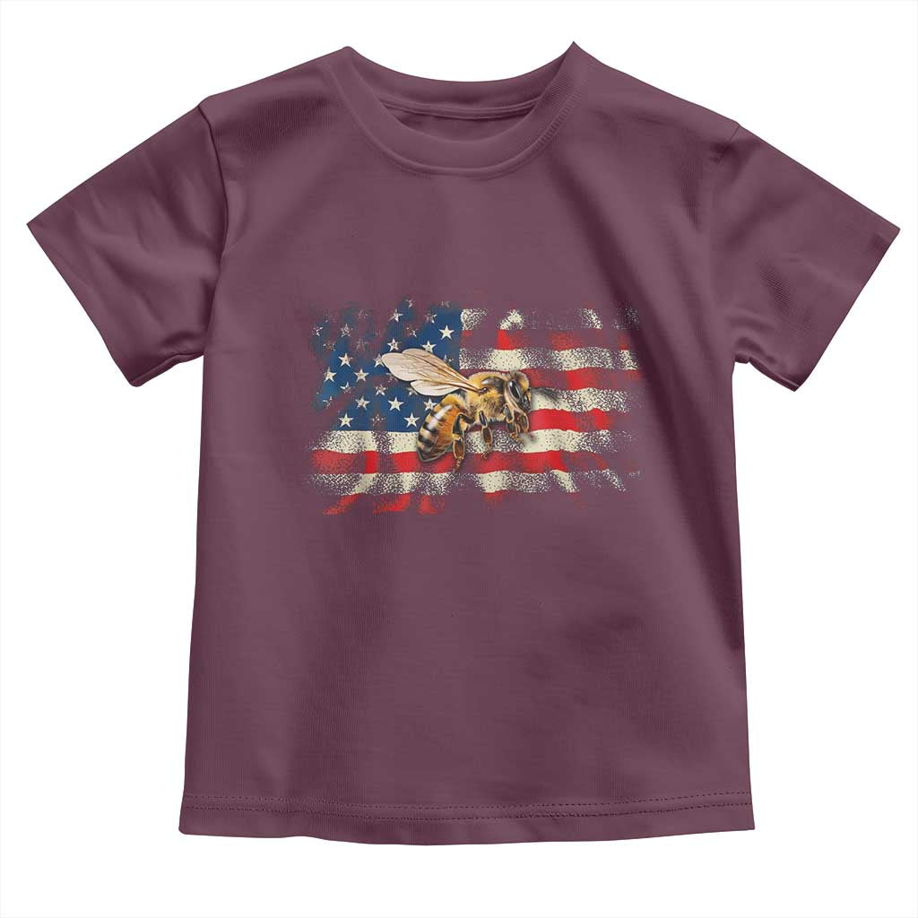 Patriotic Beekeeper Toddler T Shirt Bee American Flag Beekeeping TS11 Maroon Print Your Wear
