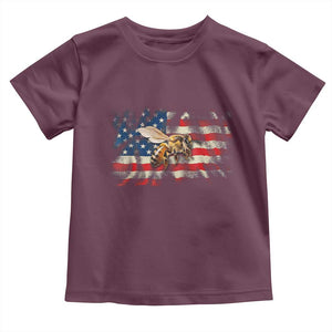 Patriotic Beekeeper Toddler T Shirt Bee American Flag Beekeeping TS11 Maroon Print Your Wear