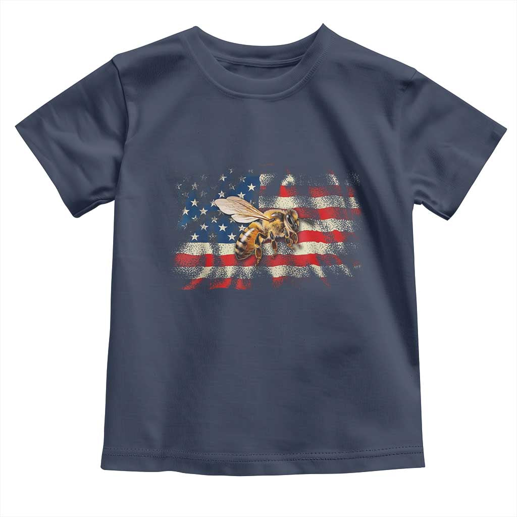 Patriotic Beekeeper Toddler T Shirt Bee American Flag Beekeeping TS11 Navy Print Your Wear