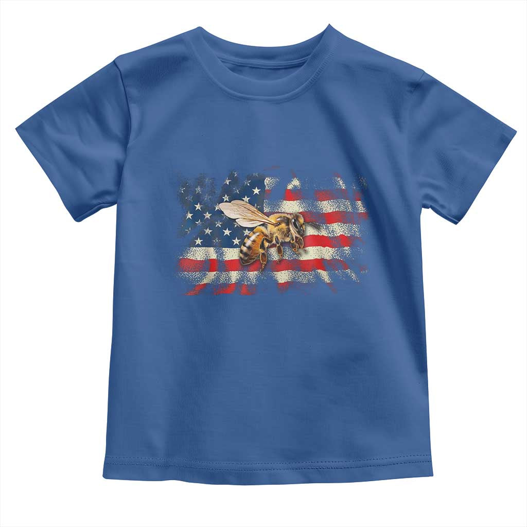 Patriotic Beekeeper Toddler T Shirt Bee American Flag Beekeeping TS11 Royal Blue Print Your Wear