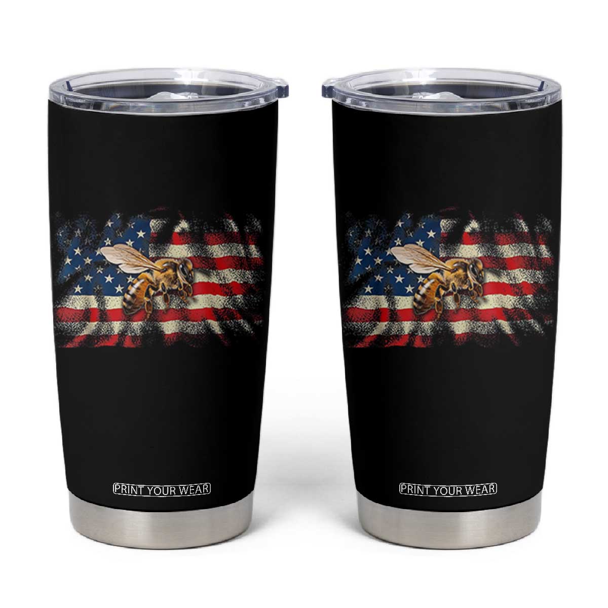 Patriotic Beekeeper Tumbler Cup Bee American Flag Beekeeping TS11 Black Print Your Wear
