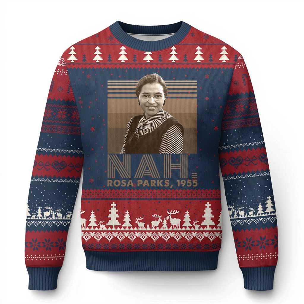 Rosa Parks Quote Ugly Christmas Sweater Nah 1955 Melanin Black History Month TS11 Navy Red Print Your Wear