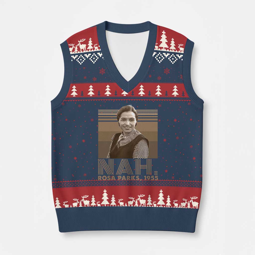 Rosa Parks Quote V-Neck Knit Sweater Vest Nah 1955 Melanin Black History Month TS11 Navy Red Print Your Wear