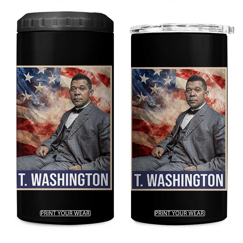 Booker Taliaferro Washington 4 in 1 Can Cooler Tumbler African American Educator Black History Month TS11 One Size: 16 oz Black Print Your Wear