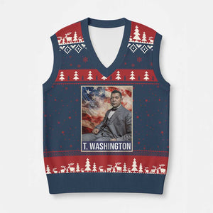 Booker Taliaferro Washington V-Neck Knit Sweater Vest African American Educator Black History Month TS11 Navy Red Print Your Wear