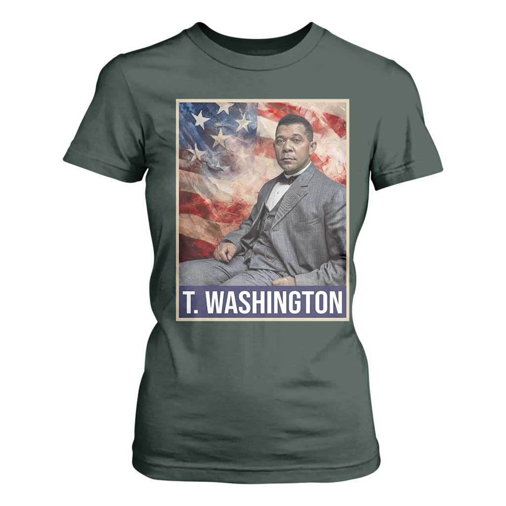 Booker Taliaferro Washington T Shirt For Women African American Educator Black History Month TS11 Dark Forest Green Print Your Wear