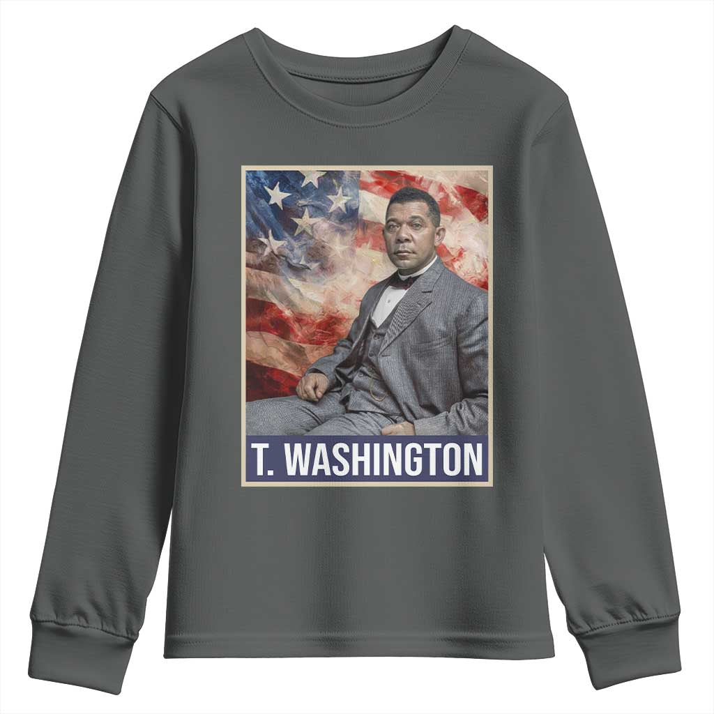 Booker Taliaferro Washington Youth Sweatshirt African American Educator Black History Month TS11 Dark Heather Print Your Wear