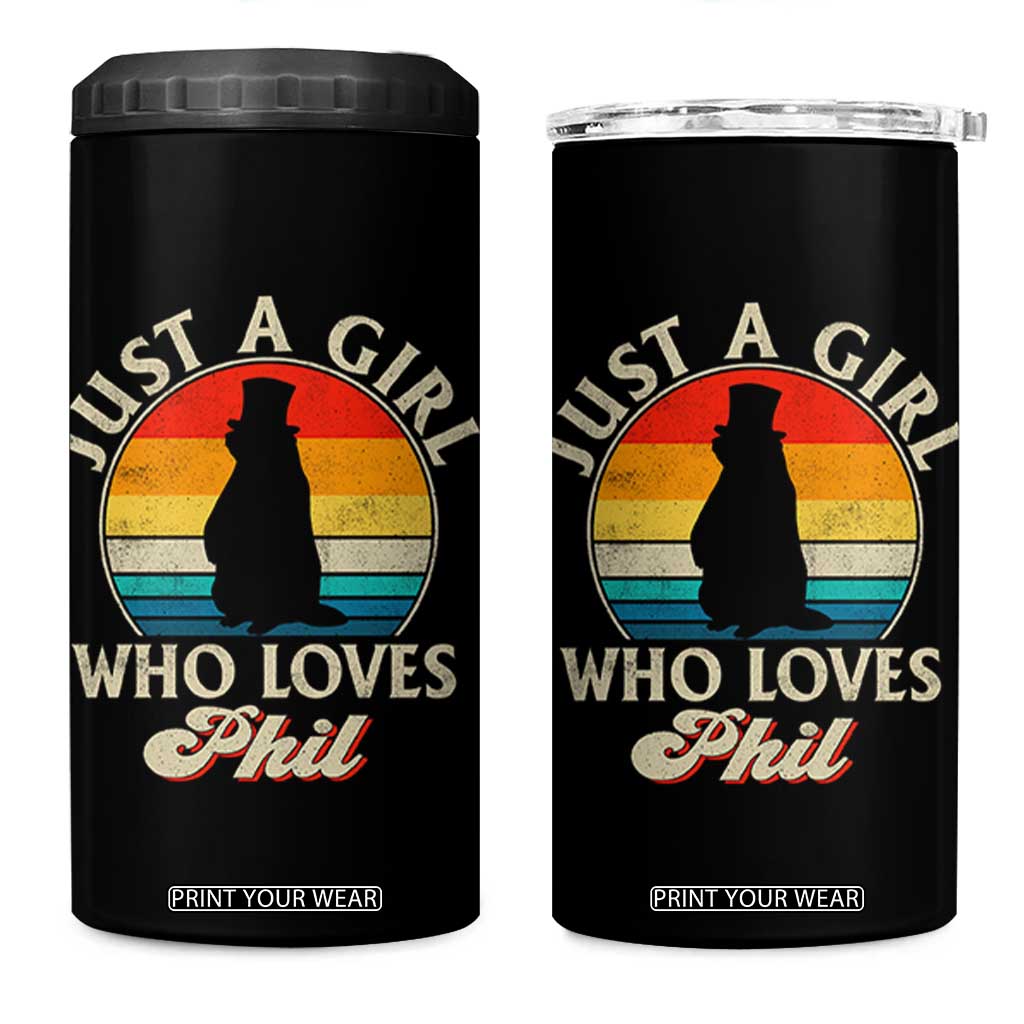 Funny Just A Girl Who Loves Phil Groundhog 4 in 1 Can Cooler Tumbler Punxsy Woodchuck Day Lover TS11 One Size: 16 oz Black Print Your Wear