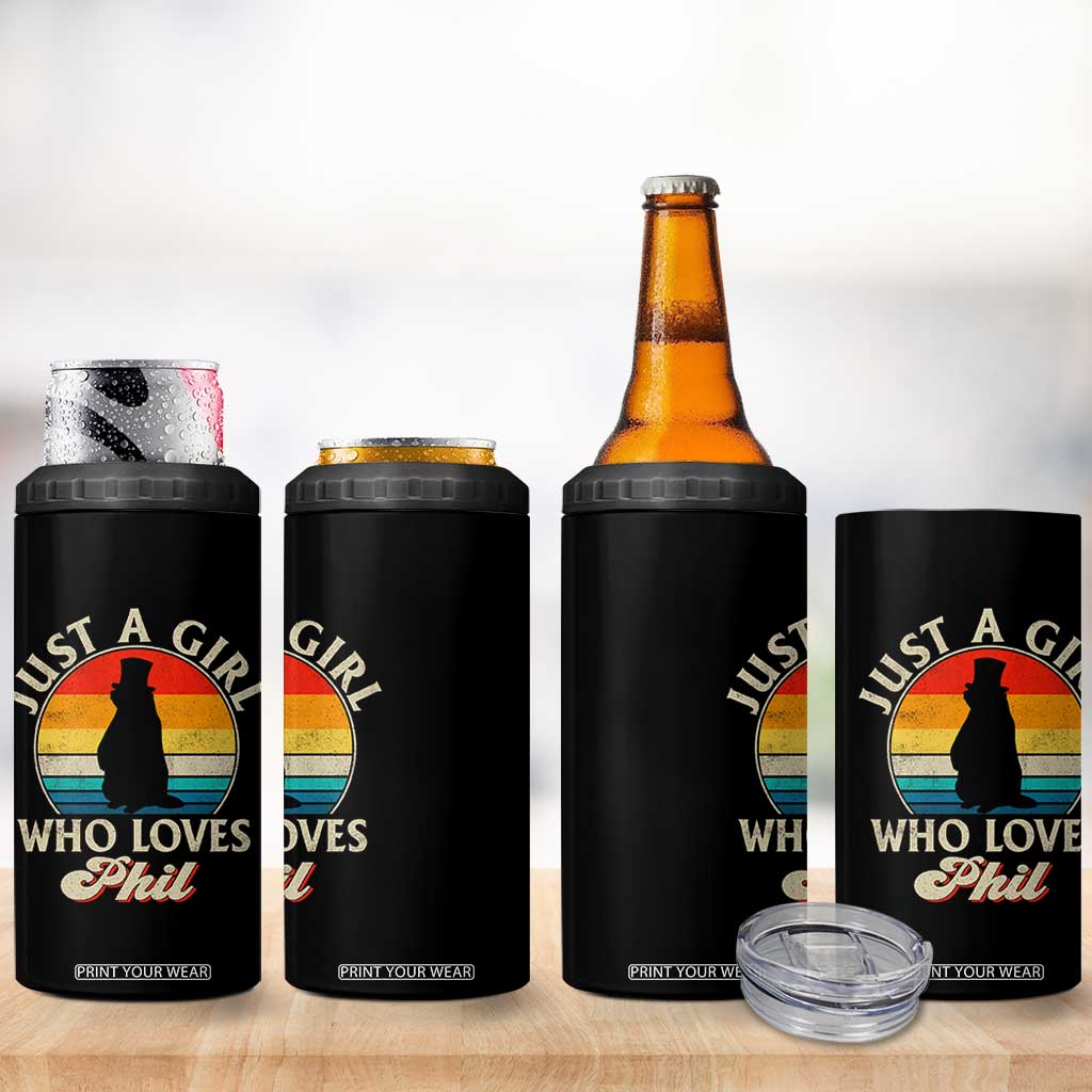 Funny Just A Girl Who Loves Phil Groundhog 4 in 1 Can Cooler Tumbler Punxsy Woodchuck Day Lover TS11 Print Your Wear