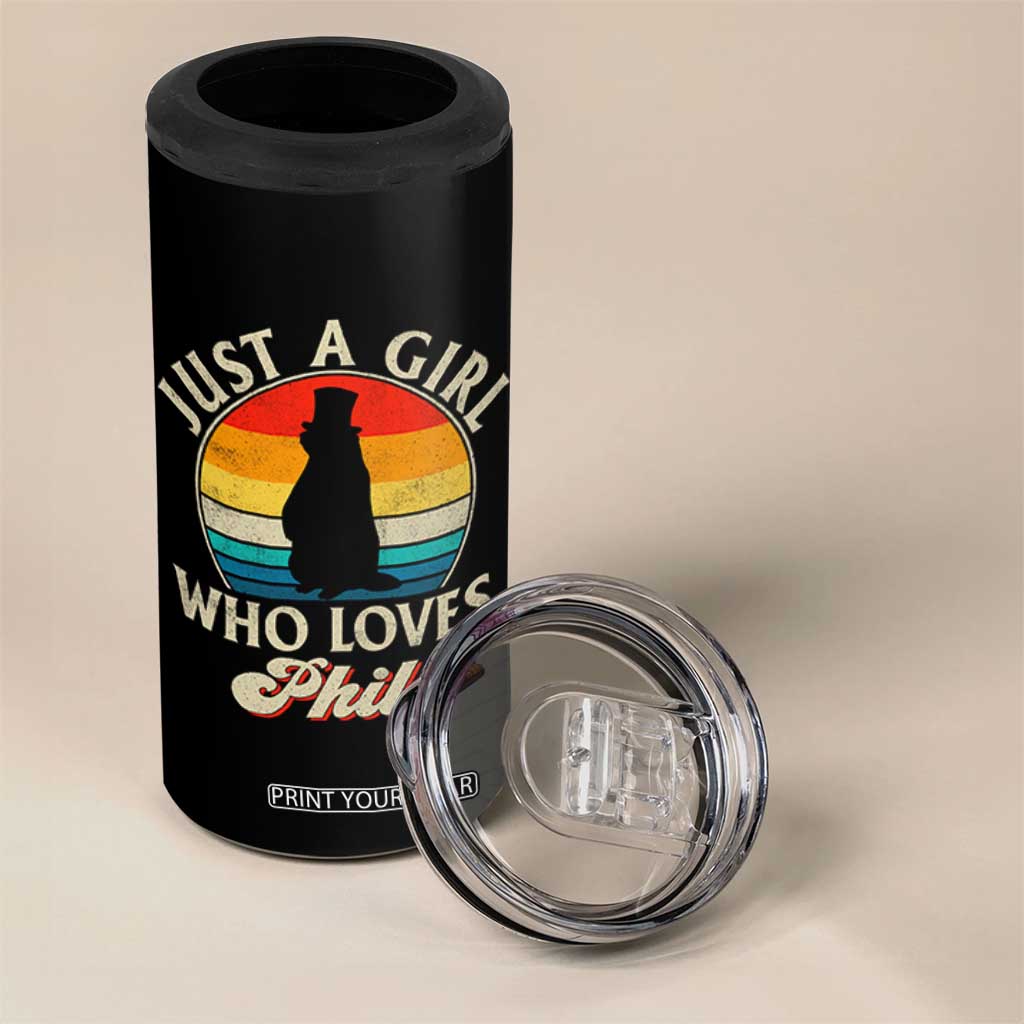 Funny Just A Girl Who Loves Phil Groundhog 4 in 1 Can Cooler Tumbler Punxsy Woodchuck Day Lover TS11 Print Your Wear