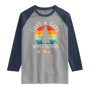 Funny Just A Girl Who Loves Phil Groundhog Raglan Shirt Punxsy Woodchuck Day Lover TS11 Sport Gray Navy Print Your Wear