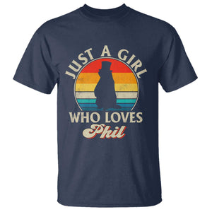 Funny Just A Girl Who Loves Phil Groundhog T Shirt Punxsy Woodchuck Day Lover TS11 Navy Print Your Wear