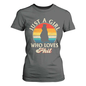 Funny Just A Girl Who Loves Phil Groundhog T Shirt For Women Punxsy Woodchuck Day Lover TS11 Dark Heather Print Your Wear