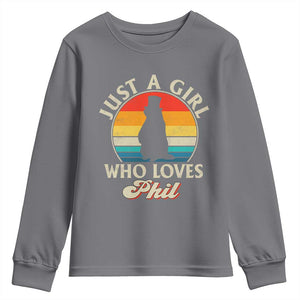 Funny Just A Girl Who Loves Phil Groundhog Youth Sweatshirt Punxsy Woodchuck Day Lover TS11 Charcoal Print Your Wear
