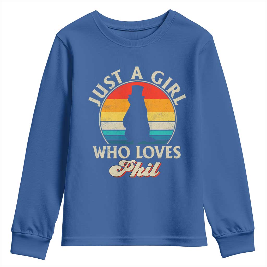 Funny Just A Girl Who Loves Phil Groundhog Youth Sweatshirt Punxsy Woodchuck Day Lover TS11 Royal Blue Print Your Wear