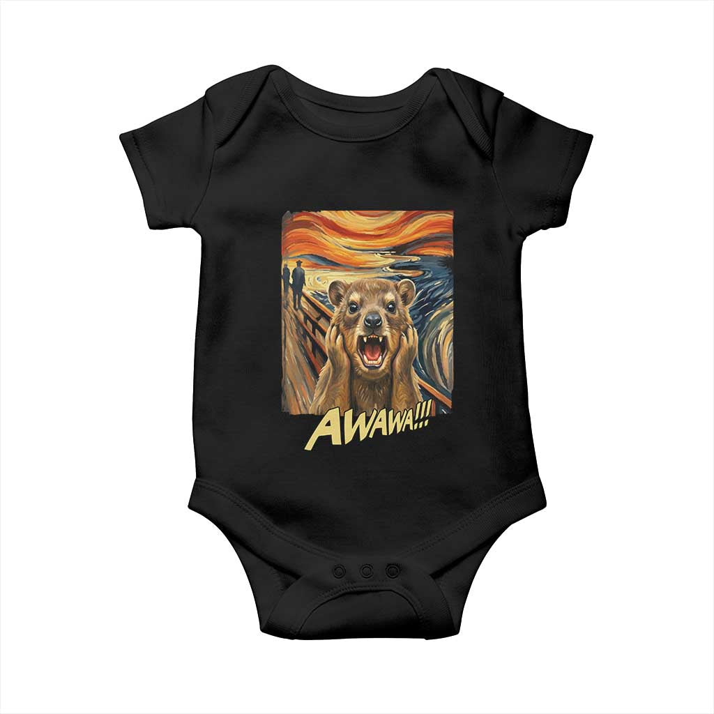 Funny Awawa Hyrax Baby Onesie The Scream Art Oddly Specific Meme Animal TS11 Black Print Your Wear
