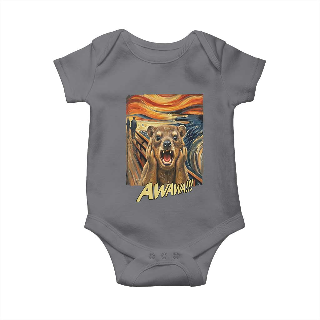 Funny Awawa Hyrax Baby Onesie The Scream Art Oddly Specific Meme Animal TS11 Charcoal Print Your Wear