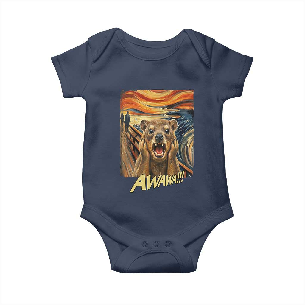 Funny Awawa Hyrax Baby Onesie The Scream Art Oddly Specific Meme Animal TS11 Navy Print Your Wear