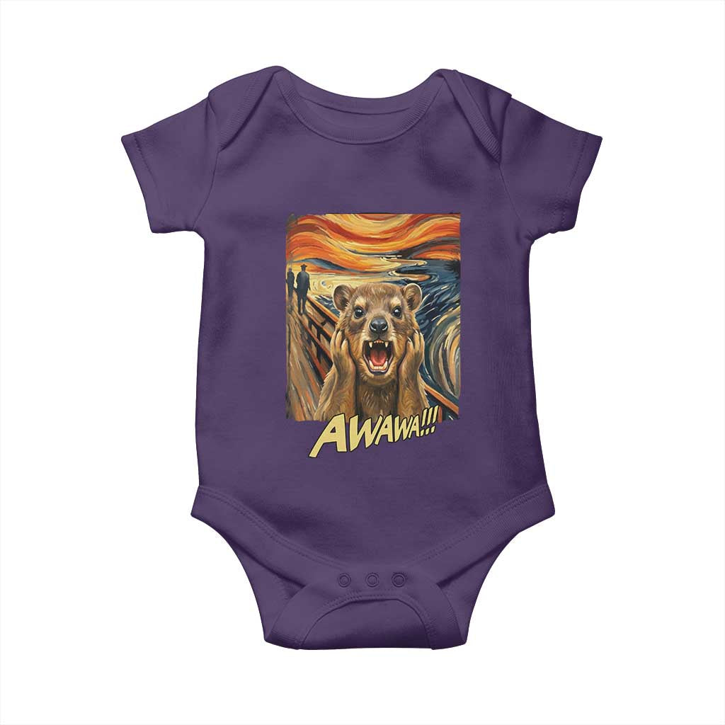 Funny Awawa Hyrax Baby Onesie The Scream Art Oddly Specific Meme Animal TS11 Purple Print Your Wear