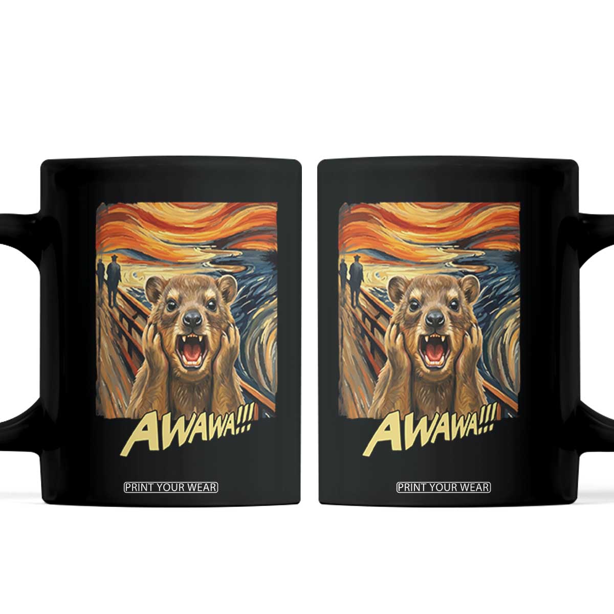 Funny Awawa Hyrax Coffee Mug The Scream Art Oddly Specific Meme Animal TS11 Black Print Your Wear