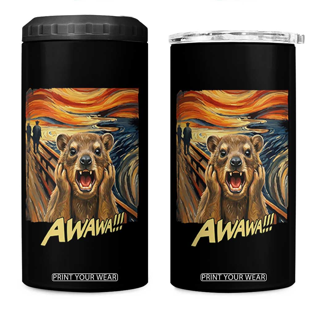 Funny Awawa Hyrax 4 in 1 Can Cooler Tumbler The Scream Art Oddly Specific Meme Animal TS11 One Size: 16 oz Black Print Your Wear