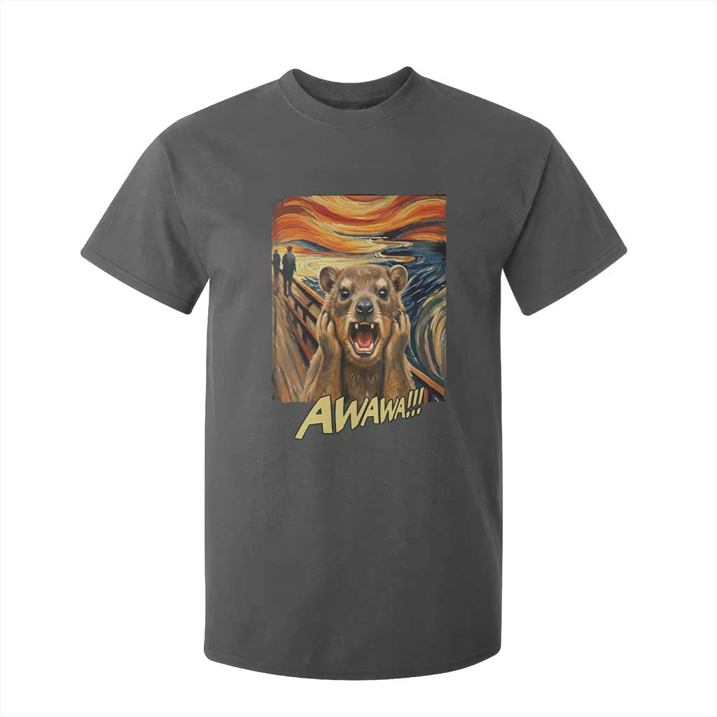 Funny Awawa Hyrax T Shirt For Kid The Scream Art Oddly Specific Meme Animal TS11 Dark Heather Print Your Wear