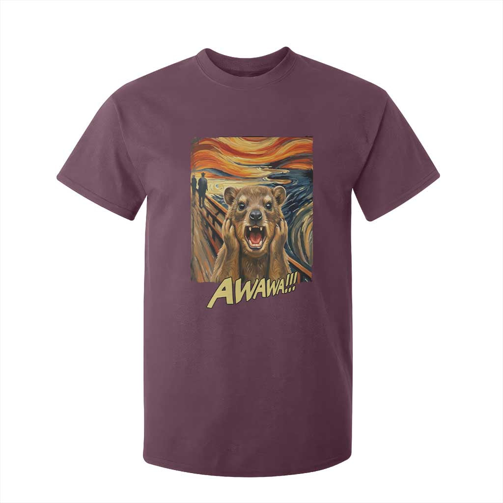 Funny Awawa Hyrax T Shirt For Kid The Scream Art Oddly Specific Meme Animal TS11 Maroon Print Your Wear