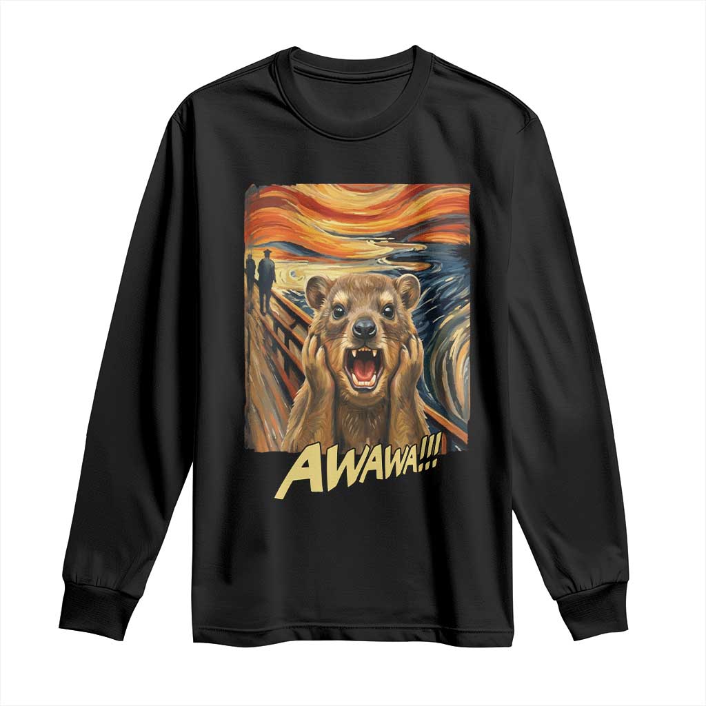 Funny Awawa Hyrax Long Sleeve Shirt The Scream Art Oddly Specific Meme Animal TS11 Black Print Your Wear