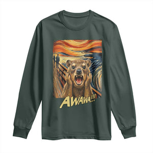 Funny Awawa Hyrax Long Sleeve Shirt The Scream Art Oddly Specific Meme Animal TS11 Dark Forest Green Print Your Wear